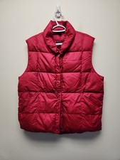 Lands End Pink Puffer Vest Down Filled Snap Closure Girl s Sz L 12/14