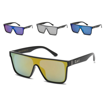 LOCS Sunglasses Flat Top Plastic Frames One Piece Mirror Lenses Gangster Style.
