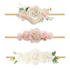 Baby Girl Headbands Nylon Flower Elastic Hairbands 3pcs Hair Accessories YM2