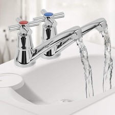 2x Twin Taps Set Hot and Cold Pair Tap Traditional Bath Bathroom Basin Sink Taps
