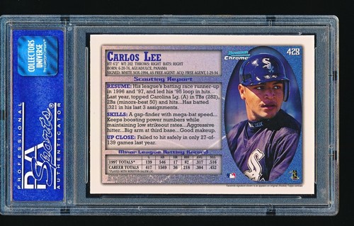 1998 Bowman Chrome CARLOS LEE #428 PSA 9 - Picture 2 of 2