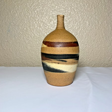 Art Clay Vase with multicolor pattern Tan Home Decor