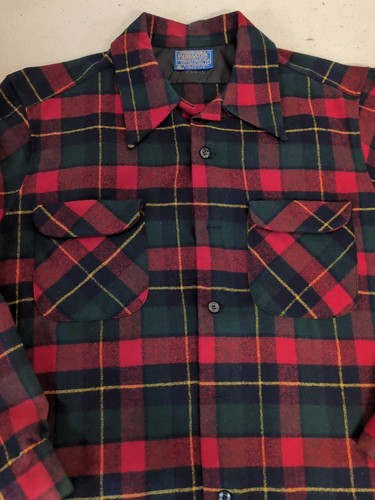 Vintage Pendleton Hemd Herren groß rot kariert Wolle Flanell Klappentasche hergestellt in den USA - Bild 7 von 12
