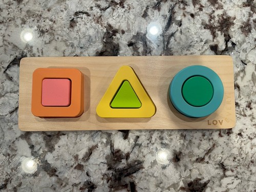 Lovevery Geo Shapes Wooden Puzzle, The Realist Play Kit, Montessori toy