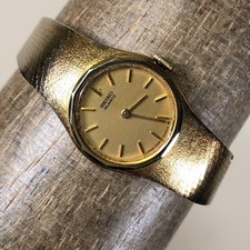 Vtg Seiko Women 1400-0080 Dress Gold Tone Hexagonal Quartz 18mm Watch 5 1/2"