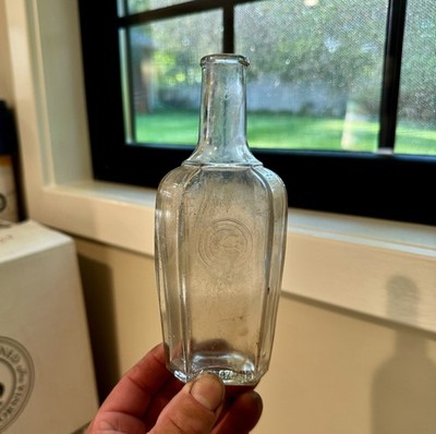 C & Co (Colgate & Co) Emb Monogram Perfume/Cologne Bottle Clear 1920s Era Nice