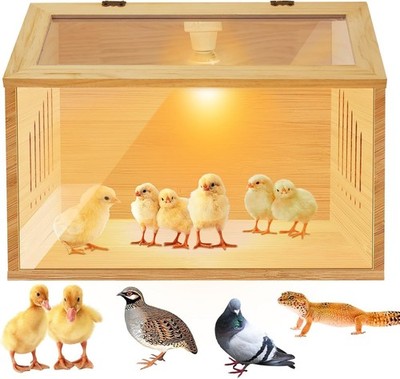 Brooder Box for Chicks，Indoor Smart Wooden Poultry Brooder with Heater, Suitable