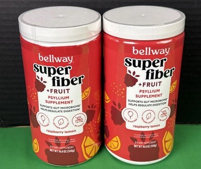 2 Bellway Super Fiber Fruit Psyllium Husk Fiber Supplement Raspberry Lemon 11/26