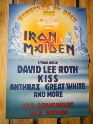 MONSTERS OF ROCK 1988 POSTER A3 - IRON MAIDEN KISS DAVE LEE ROTH ANTHRAX