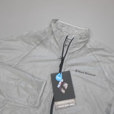 Chaqueta negra Diamond Deploy Wind Shell 1/2 cremallera aleación gris DWR nailon para hombre talla S