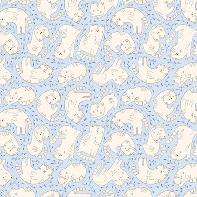 Feline Drive Fabric KITTEN FUN Cat Toss Blue Clothworks Fat Quarter (18x22'') FQ