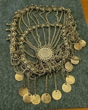 Vintage Silver Tone Tribal Headpiece 312g Coin Fringe Belly Dance Real Deal