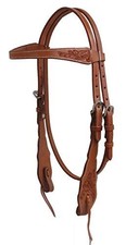 Showman Argentina Cow Leather Browband Headstall w/ Floral Tooled Accents