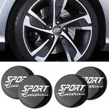 4PCS Wheel Hub Center Caps Stickers, 56mm 2.23in Center CapsSPORT Black