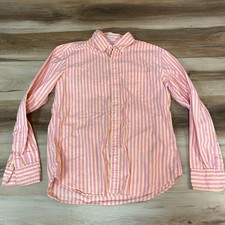 J Crew Broken In Oxford Shirt Mens Medium Slim Untucked Pink Yellow Striped