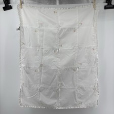 Vintage Carters White Floral Baby Blanket w/ Satin Trim Backing 33x26