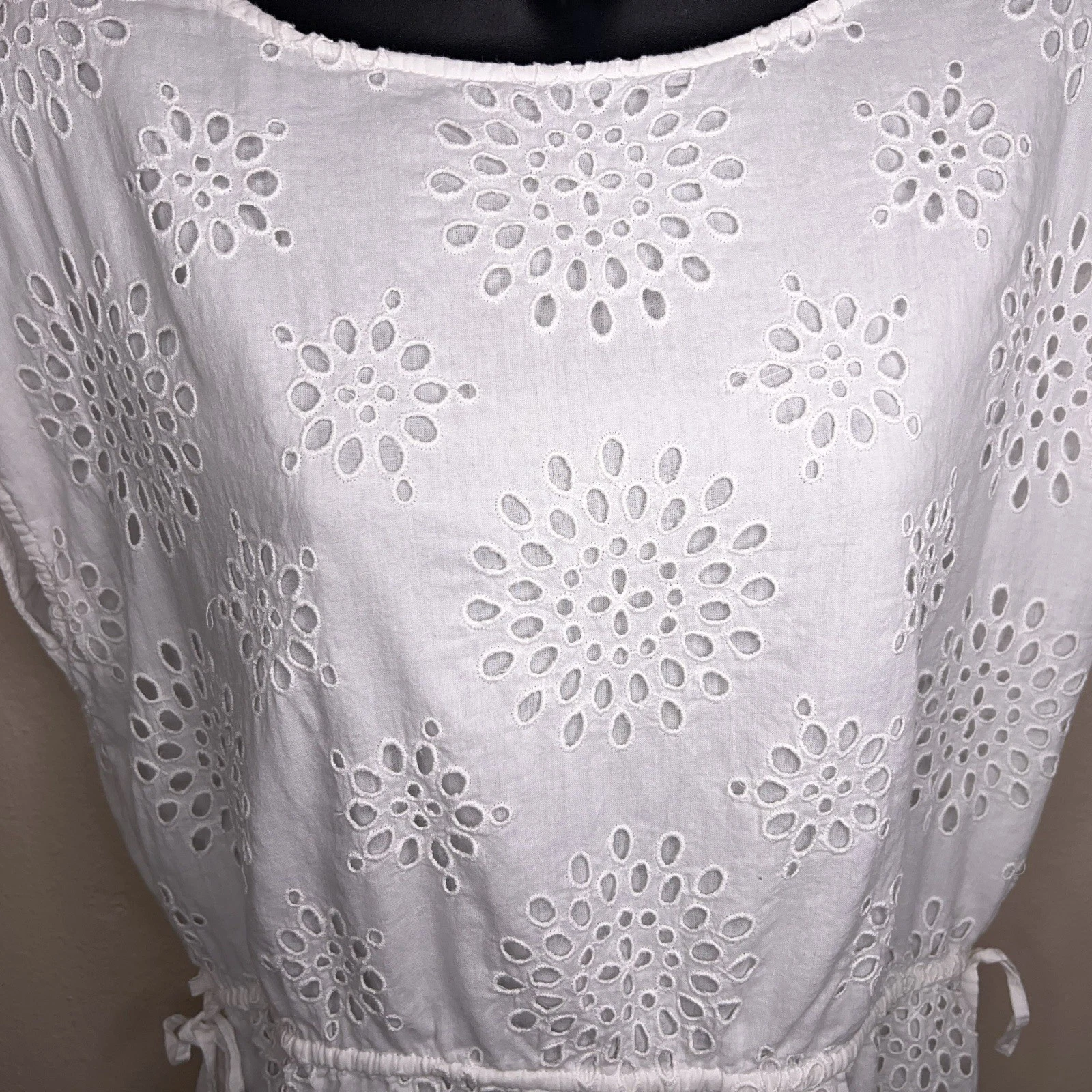 Abito Petite Medium MICHAEL Michael Kors bianco pizzo overlay foderato neutro spiaggia