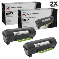 LD 50F1X00 Extra HY Black Toner Cartridge Set of 2 for Lexmark MS315 MS410 MS415