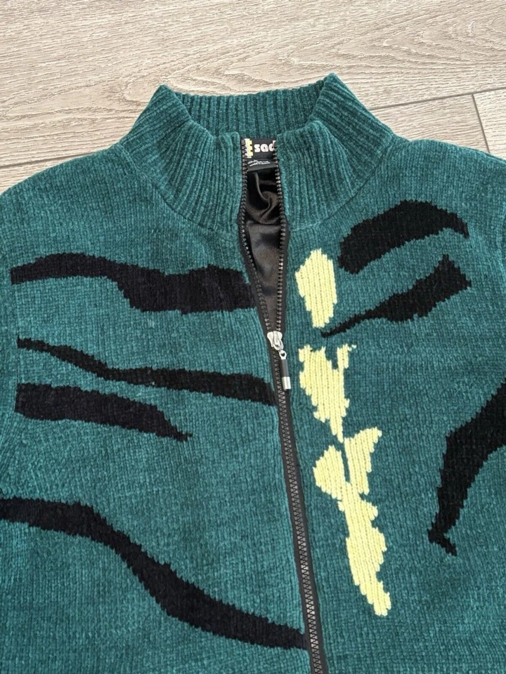 Suéter Jamie Sadock Mujer L Verde Cremallera Completa Grueso Tejido Forrado Golf Informal Foto 3 de 4