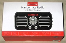 NEW AIWA Handy Mate Radio w/Solar Charging, Fan, Flashlight AI6022-BLK