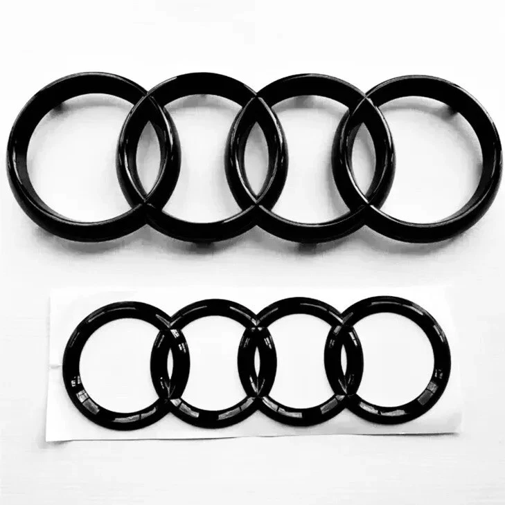 2x Audi glänzend schwarz vorne hinten Ringe Emblem 275mm + 202mm A6 A7 A8 Q3 Q5 - Bild 3 von 4