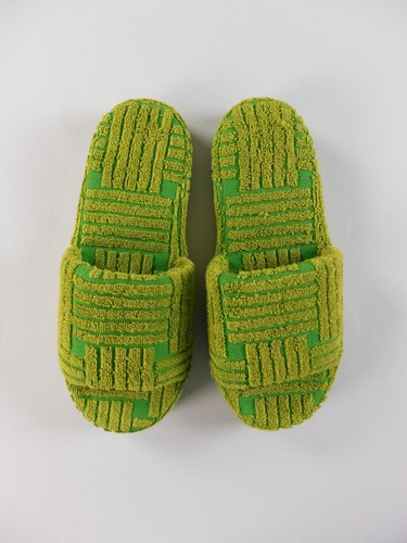 BOTTEGA VENETA Resort green geometric Terry Cloth slide sandals 10 US / 43 - Picture 3 of 9