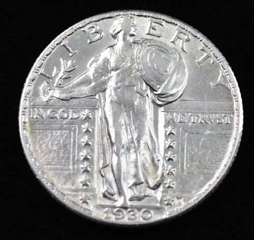 1930 Standing Liberty Quarter 25c SLQ- AU Details Nice US Type 90% Silver Coin