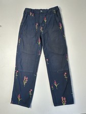 Anthropologie Pilcro The Roamer Twill Navy Embroidered Pants, Sz: 25 Boho b1 