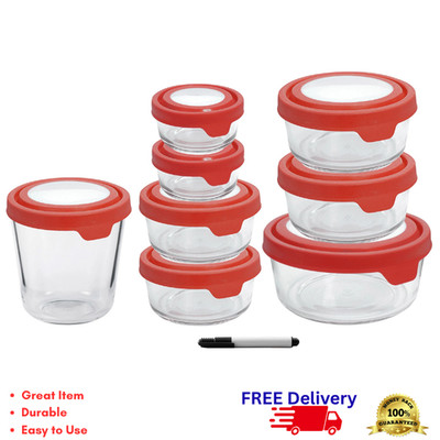 Anchor Hocking TrueSeal 16 Piece Glass Food Storage Containers BPA Free Bowls