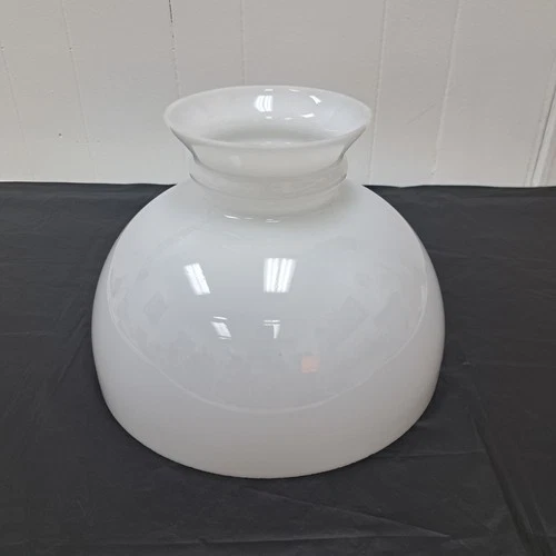 Vintage White Milk Glass Flat Top Dome Hurricane Lamp Shade 12" Fitter