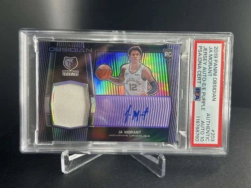 2019-20 Panini Obsidian Ja Morant #167 Electric Etch Purple /75 (RC) PSA AUTO 10