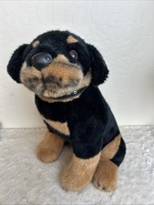 FAO Schwarz 16  Tall Rottweiler Puppy Dog Black Brown Stuffed Plush Sitting