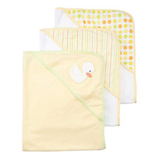 Hooded Towel Set for Newborn Boys and Girls, Soft Terry Towel Set, Pack of 3, Ye