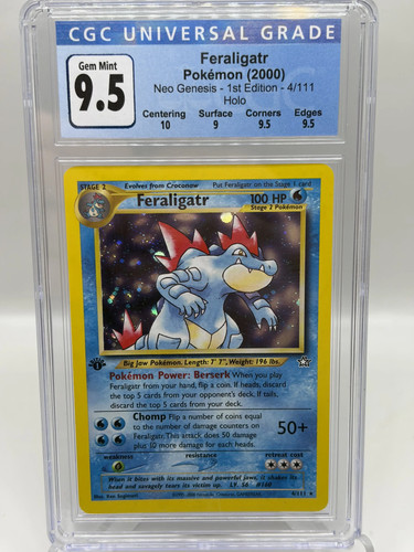 Feraligatr (1st Edition) graded CGC 9.5 for sale on eBay
