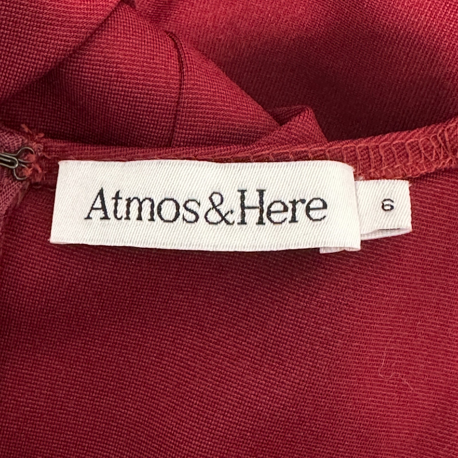 Atmos & Here Dress Women AU 6 Red Knee Length Stretch Ruched Side image 3