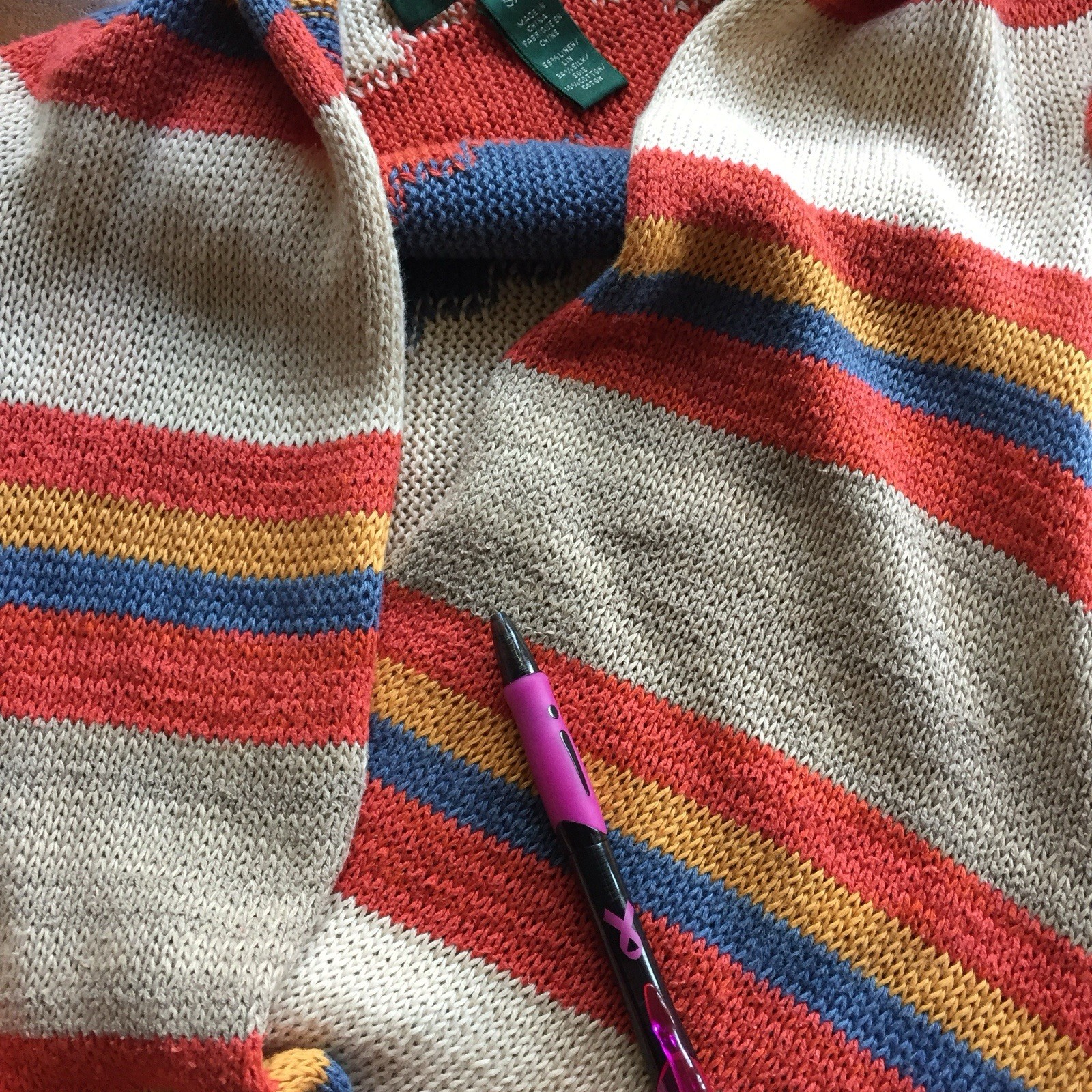 Lauren Ralph Lauren Linen Blend Open Cardigan Aztec Southwest Wrap Shawl S/M