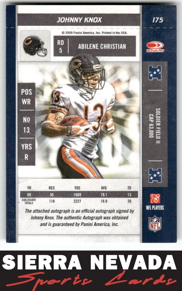2009 Playoff Contenders #175 Johnny Knox Autograph - Image 2 of 2