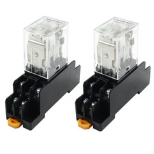 2 Pcs DC 12V Coil 8 Pin 10A DPDT Electromagnetic Power Relay with LED Indicator