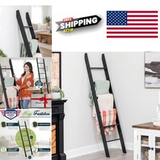 Blanket Ladder 5ft 8inch Black Rustic Decorative Rack for Living Room Bedroom