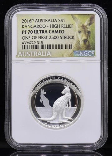 2016-P S$1 Australia  Kangaroo High Relief NGC PF70 Ultra Cameo
