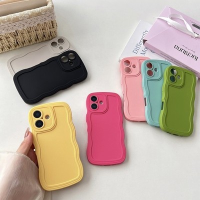 For iPhone 17 16 Pro Max 15 14 13 12 11 ShockProof Curly Wave Frame Case Cover