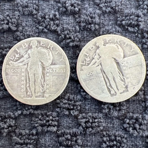 Two "No Date" Showing - Standing Liberty Quarters (1916-1930), 90% Silver