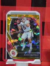 BAKER MAYFIELD PRIZM DRAFT PICK'S ROOKIE YELLOW CRACKED ICE CARD ?? (D10). rookie card picture