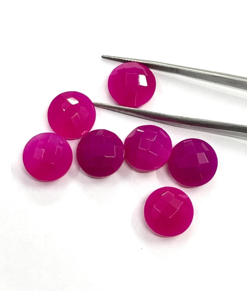 Natural Hot Pink Chalcedony Round Briolette Cut Gemstone for Elegant Jewelry - Image 3 of 4