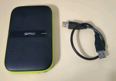 Silicon Power Armor A60 1TB Shockproof Portable Hard Drive USB 3.0, Black/Green