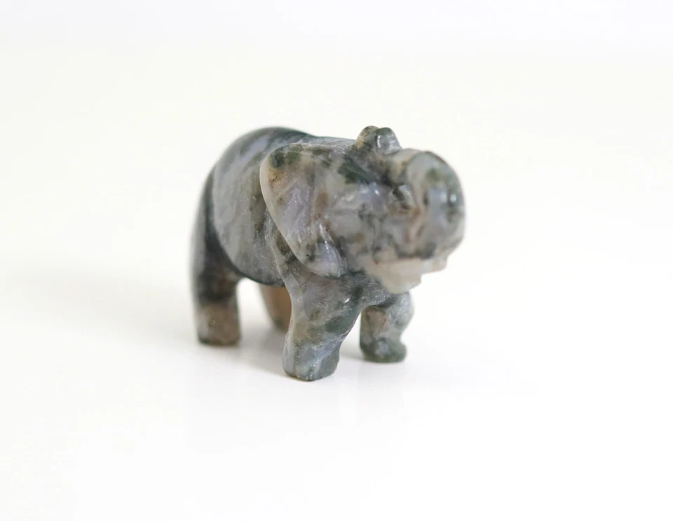 Moosachat Elefant Figur 5 cm Feng-Shui Glücksbringer Handgeschnitzt Deko - Bild 2 von 4