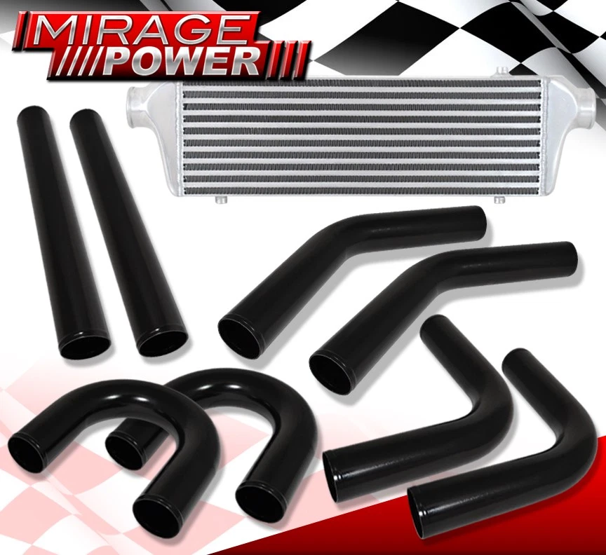 Bar Plate Front Mount Intercooler Fmic +64MM Aluminum Pipe Custom Piping Kit Set - Image 2 of 4
