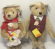 Vintage 1984 Steiff Limited Edition Mohair 14" Mama  Papa Bears Lot of 2