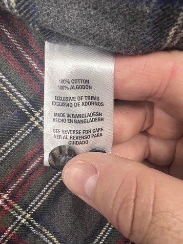 Woolrich Shirt Mens Large Gray Red Plaid Flannel Button Up Long Sleeve Cotton - Picture 7 of 10