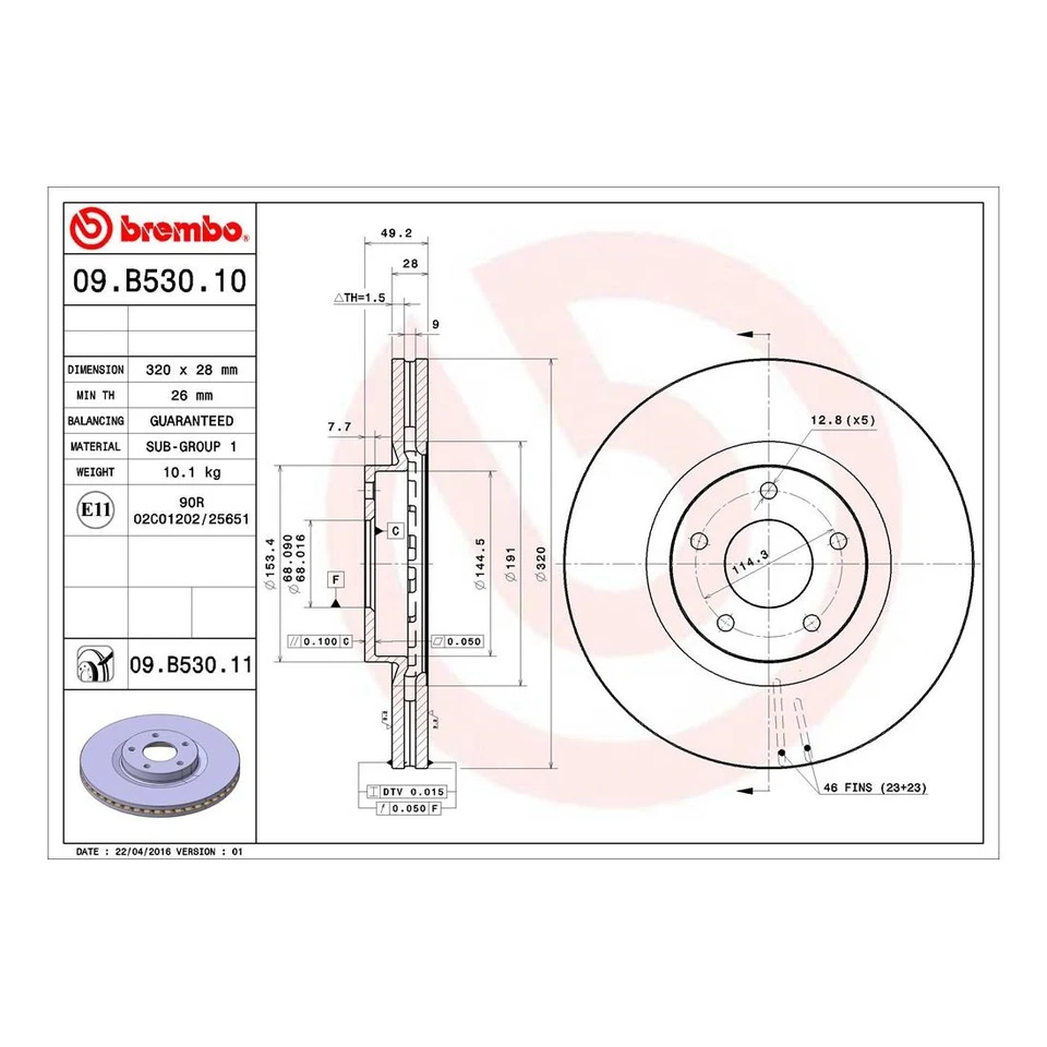 Brembo Front Brake Kit Ceramic Pads & Vented Coated Disc Rotors for Infiniti Q70 - Image 3 of 4